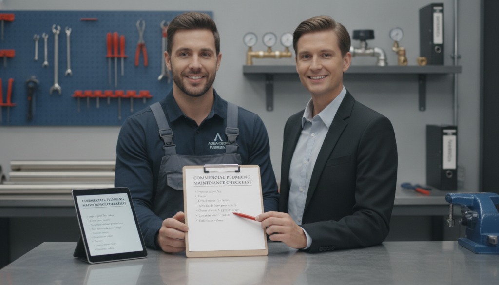 Commercial plumbing maintenance checklist visual for Rockford property managers